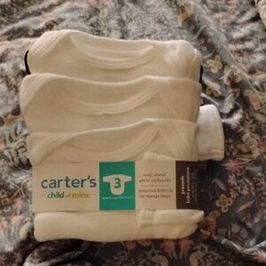 Carter's White Long-Sleeve Bodysuits - 3 Pack